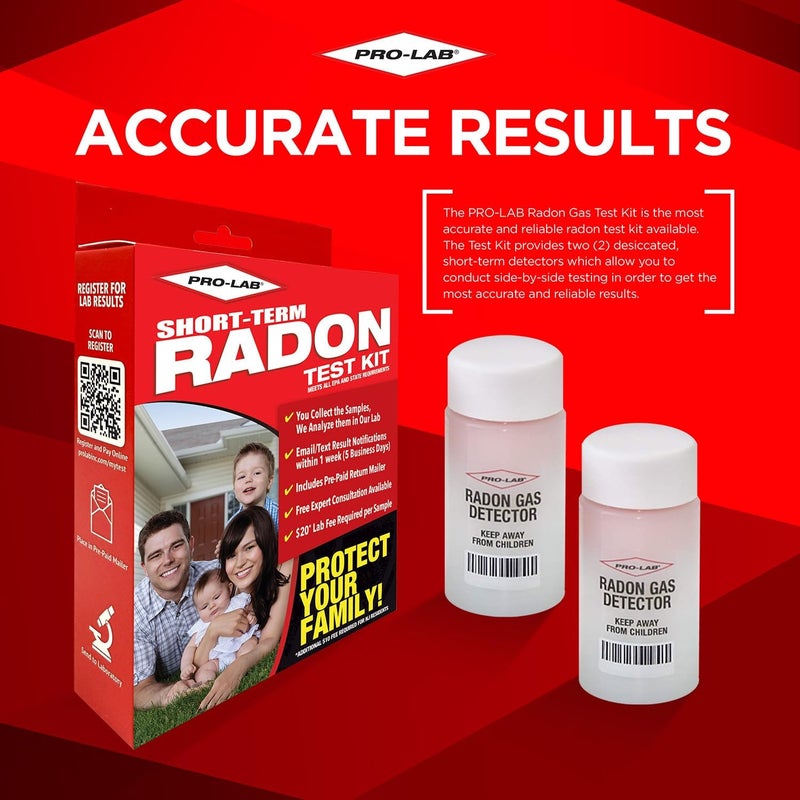 PROLAB PRO-LAB Short-Term Radon Test Kit - EPA Approved with 2 Detectors for Home Safety - Image 2